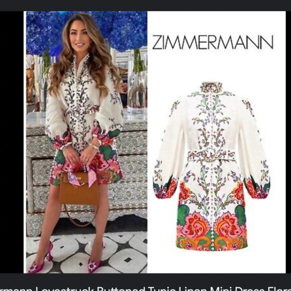 Zimmerman Lovestruck Resort Mini Linen Dress Sz 3 Brand New With Tags! - Picture 2 of 9